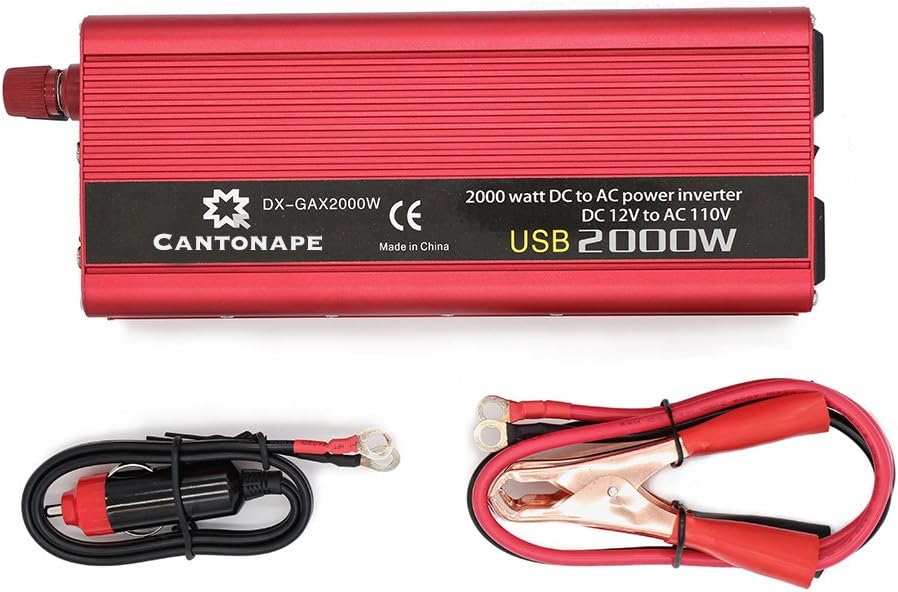 1000W/2000W Peak DC 12V to 110V AC Power Inverter with 3.1A USB Car Adapter and Cigarette Lighter, Pack of 2 T1300