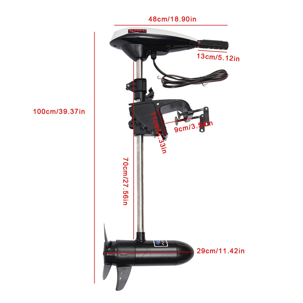 Electric Trolling Motor 45LBS Thrust 12V Boat Motor with Retractable Handle Y7557