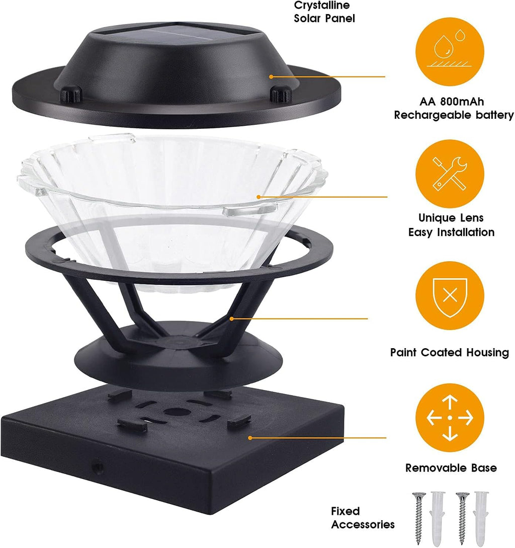 2 Pack Black Solar Post Lights M90049