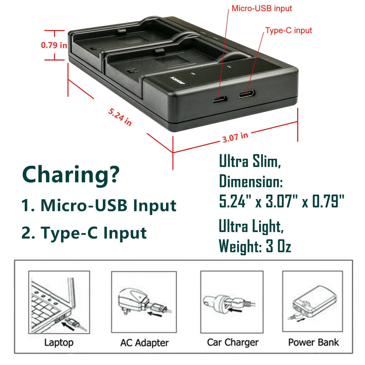 3-Pack Battery and USB Charger for Canon Flash Memory Camcorder Z232841