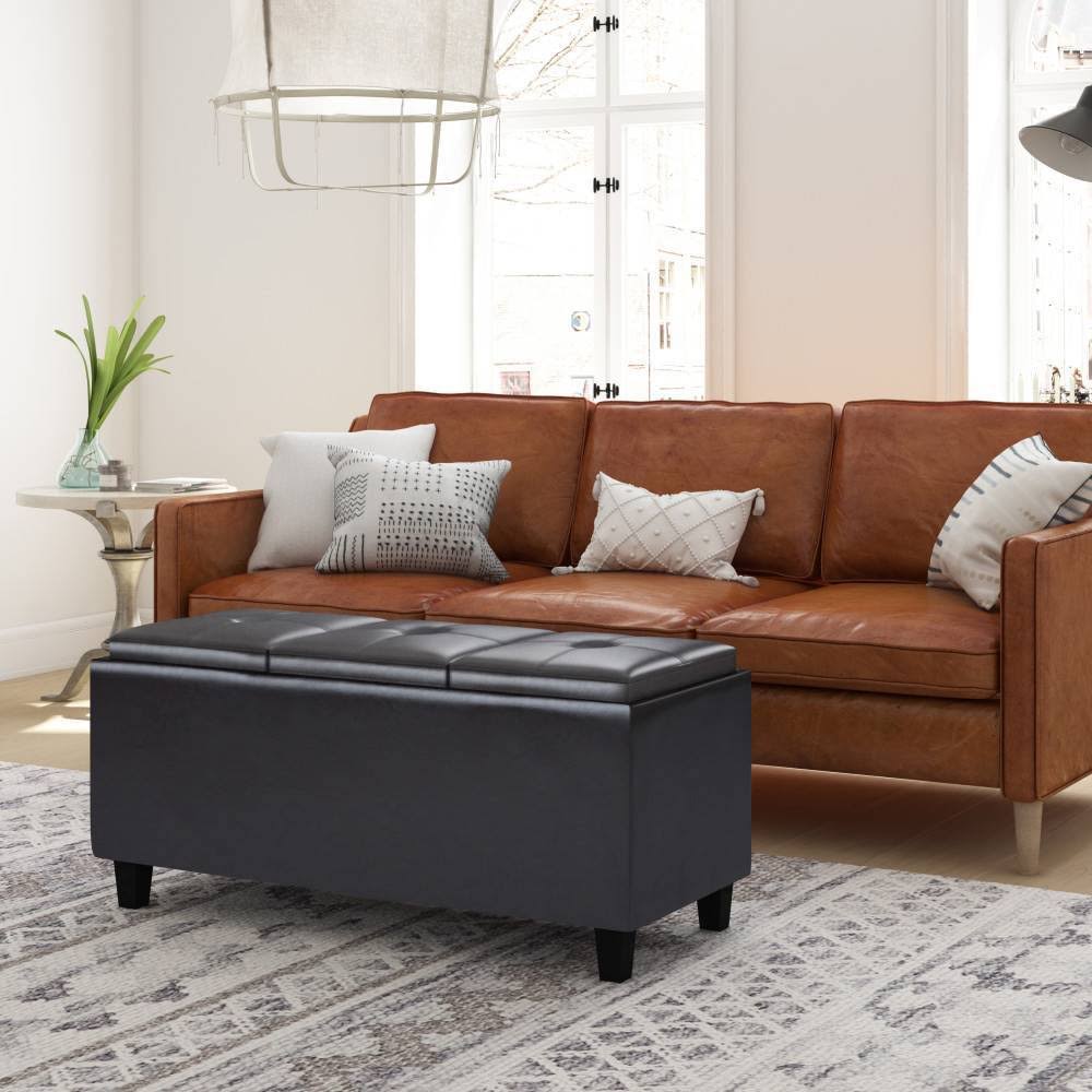 Tray Storage Ottoman with Lift Up Lids Tanners Brown Z369022