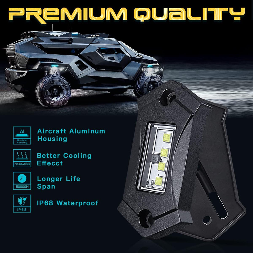 White LED Rock Lights 8 Pods D7410