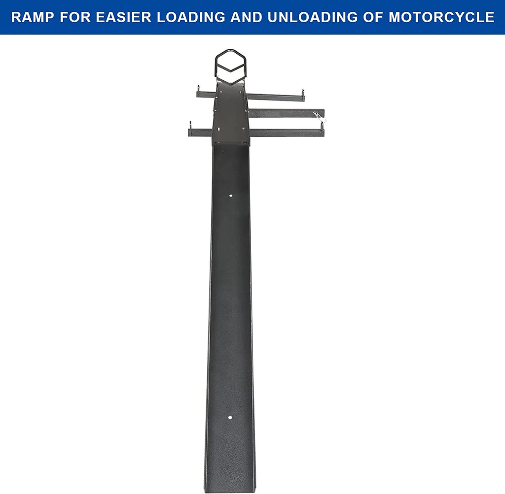 600LBS Steel Hitch Mount Motorcycle Carrier with Loading Ramp Q3882