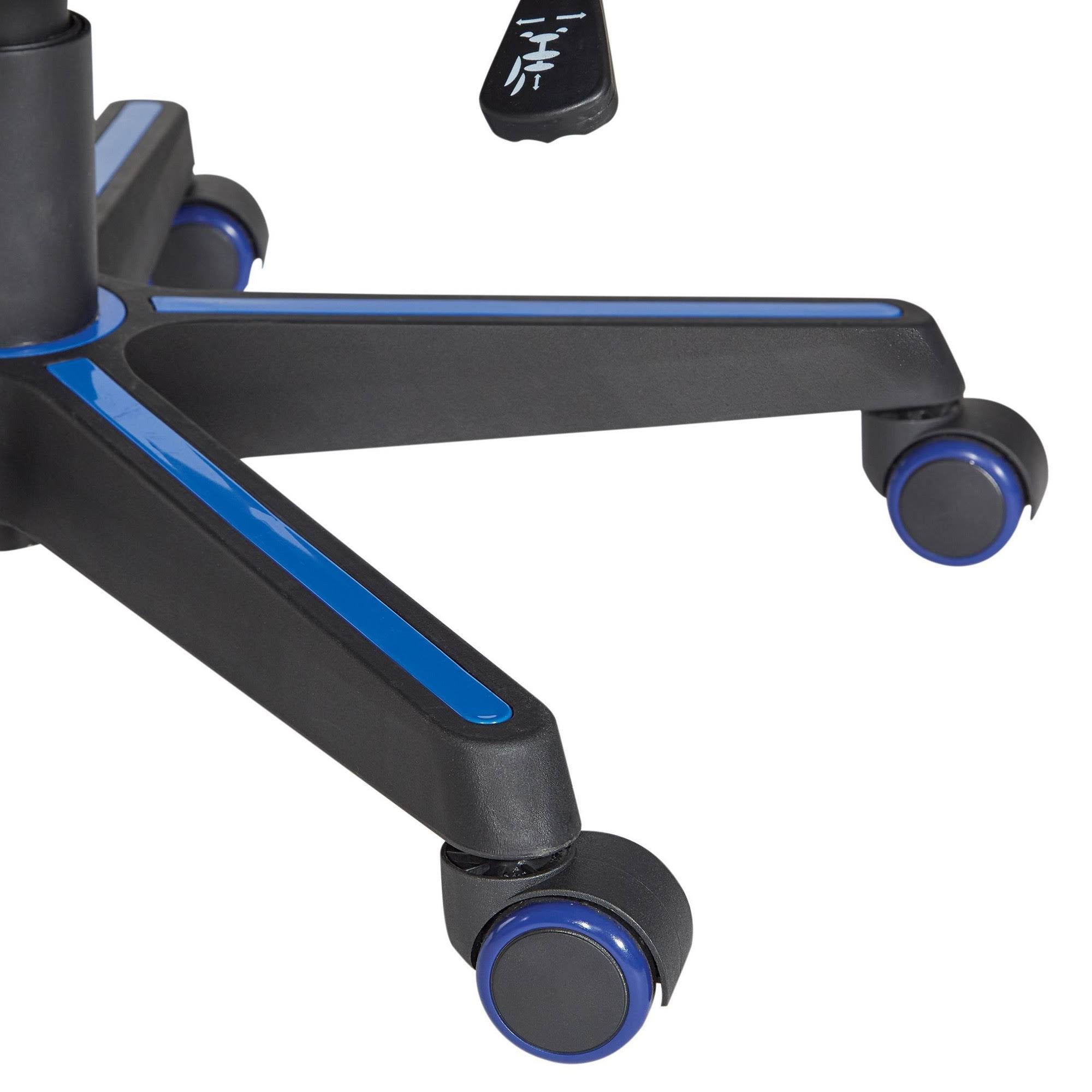 Black Faux Leather Gaming Chair with Blue Accents N208