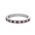 14K White Gold Diamond Ruby Half Eternity Band T41386