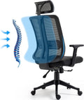 Grey Ergonomic Mesh Office Chair with Adjustable Headrest and Armrest D965962