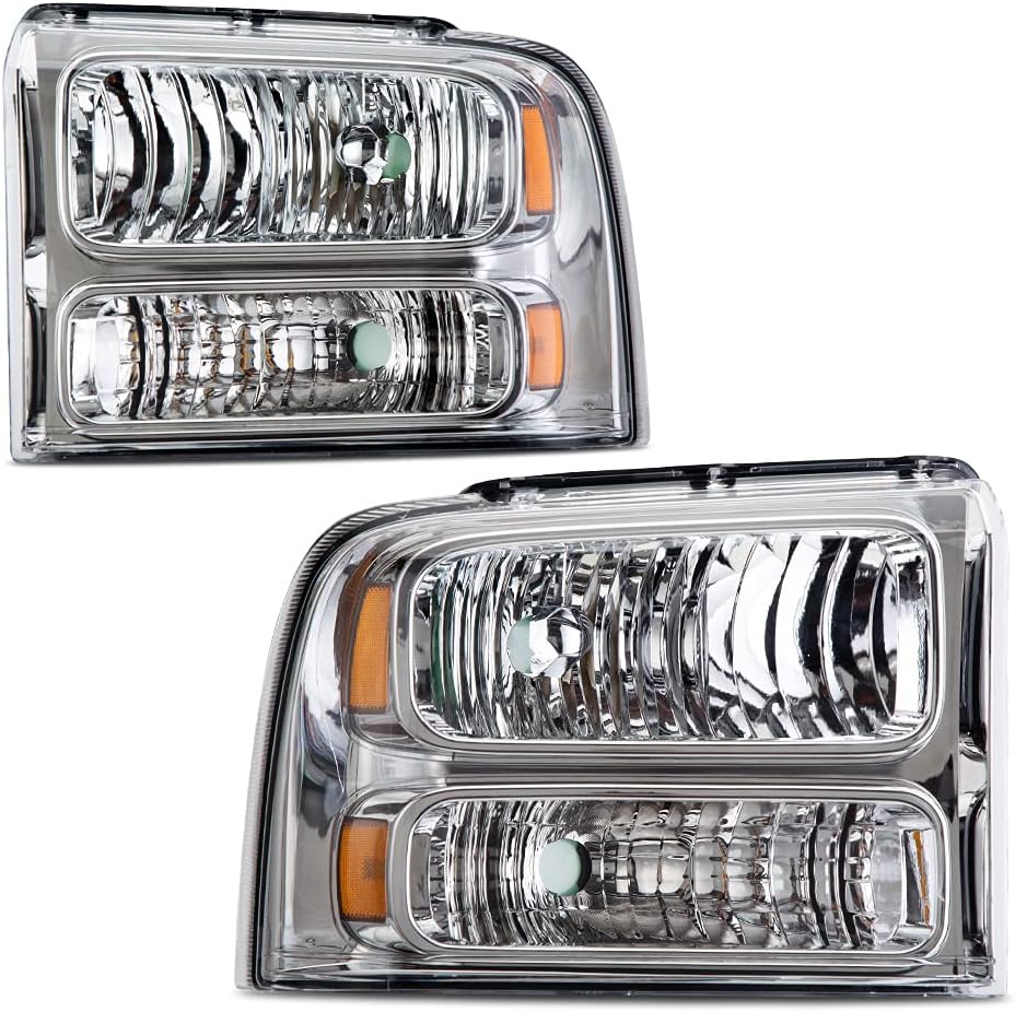 Clear Lens Black Housing Amber Reflector Headlights for Ford Super Duty S320