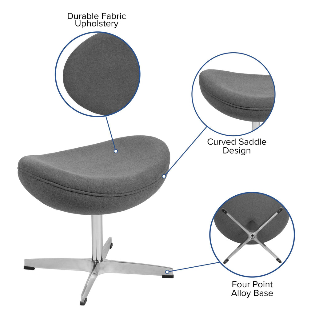 Gray Fabric Saddle Wing Ottoman Z2897