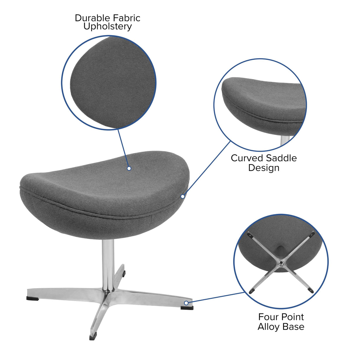 Gray Fabric Saddle Wing Ottoman Z2897