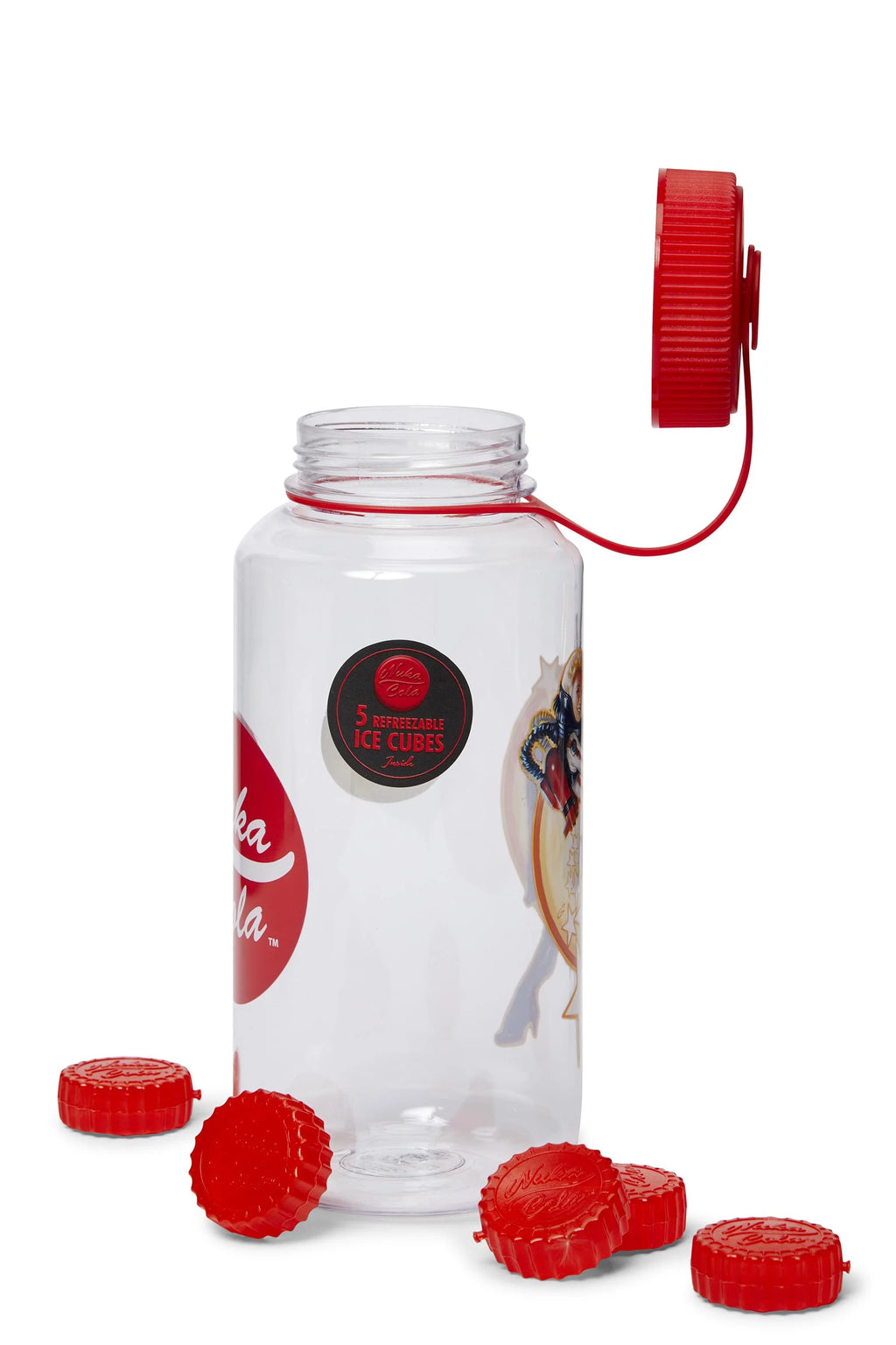 Plastic Water Bottle with Lid & Molded Ice Cubes - 34-Ounce L55442