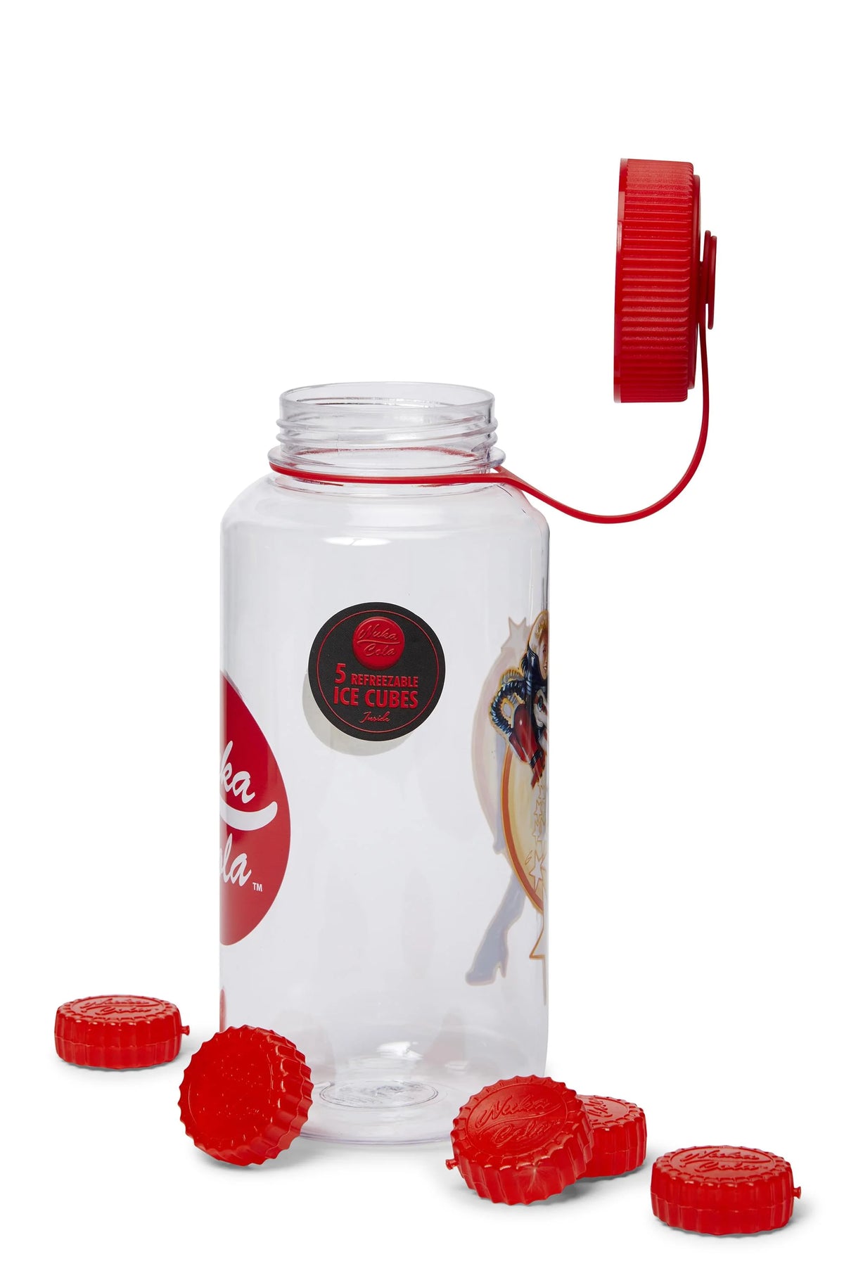 Plastic Water Bottle with Lid & Molded Ice Cubes - 34-Ounce L55442