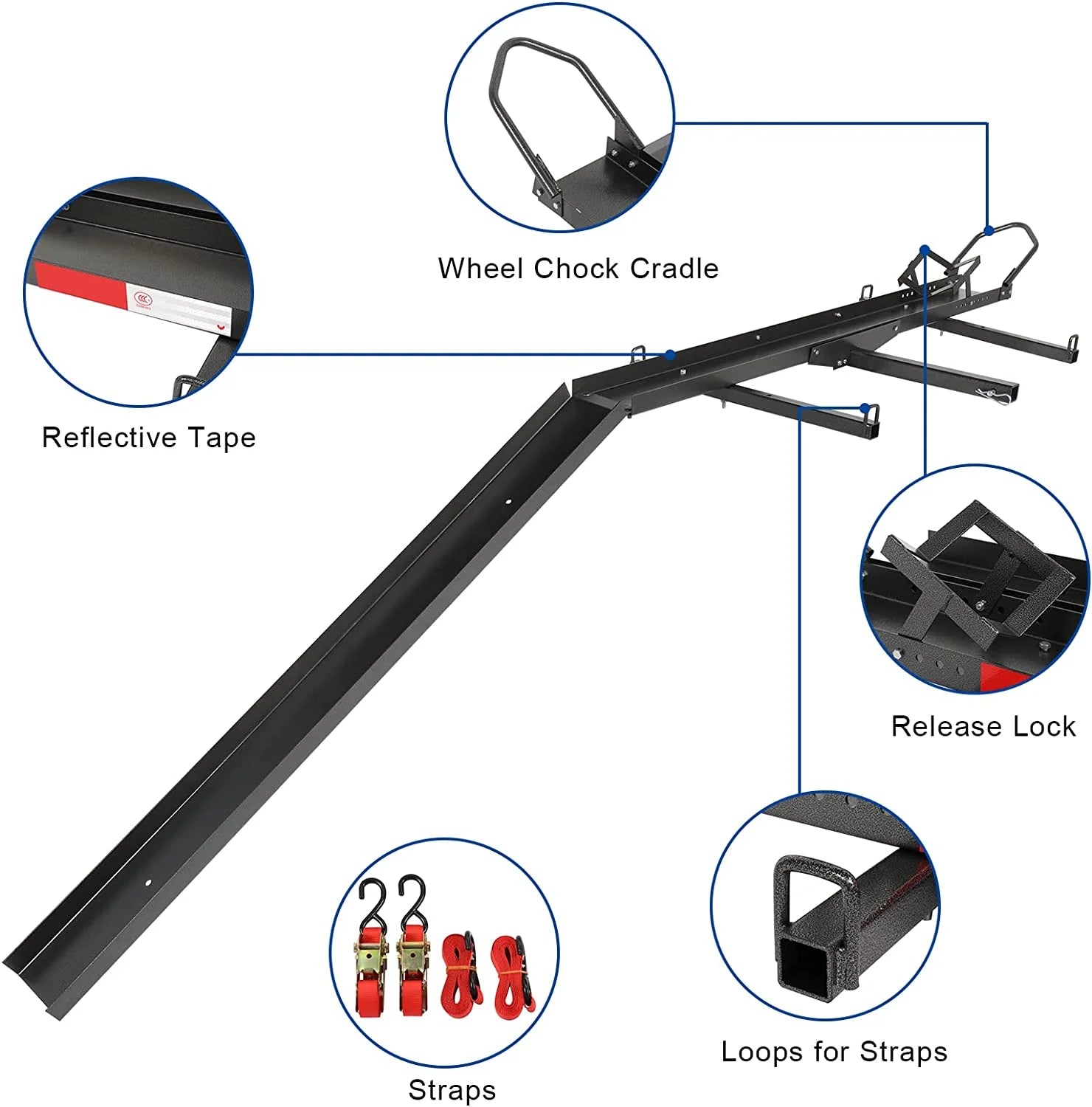 600LBS Steel Hitch Mount Motorcycle Carrier with Loading Ramp Q3882