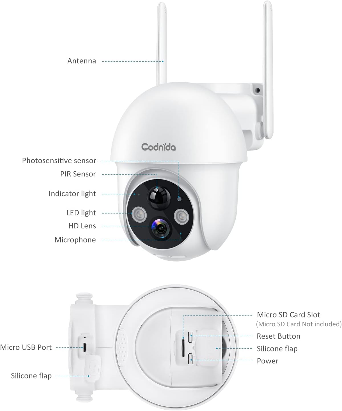 Wireless Outdoor Security Camera with Night Vision and 2-Way Audio F145
