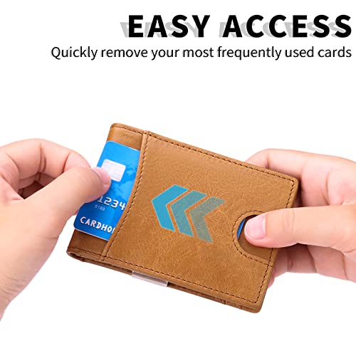 Slim Leather Bifold Wallet with Money Clip RFID K85396