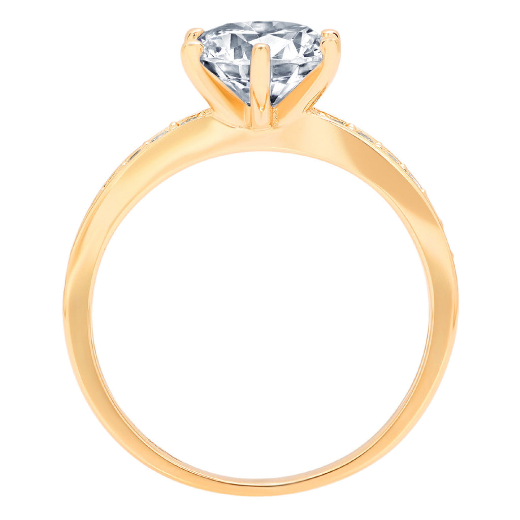 1.71ct Round Cut Blue Natural Aquamarine 18k Yellow Gold Engagement Ring Size 3.5 R11378