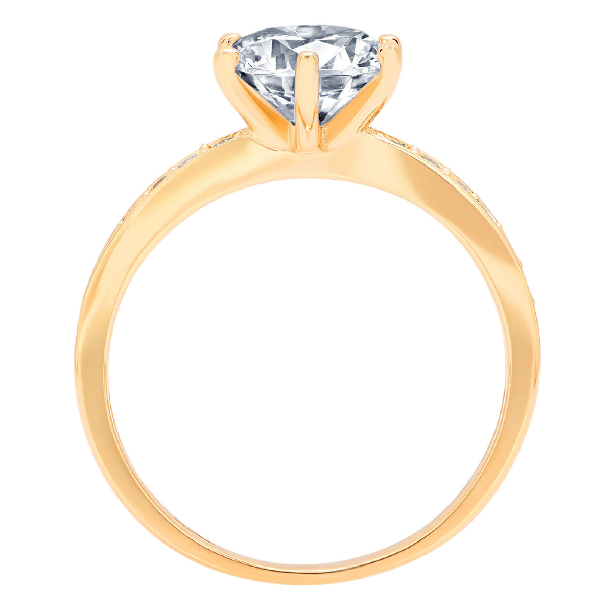 1.71ct Round Cut Blue Natural Aquamarine 18k Yellow Gold Engagement Ring Size 3.5 R11378