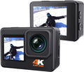4K 20MP Waterproof Action Camera with Dual Screen and 2 Batteries V5800