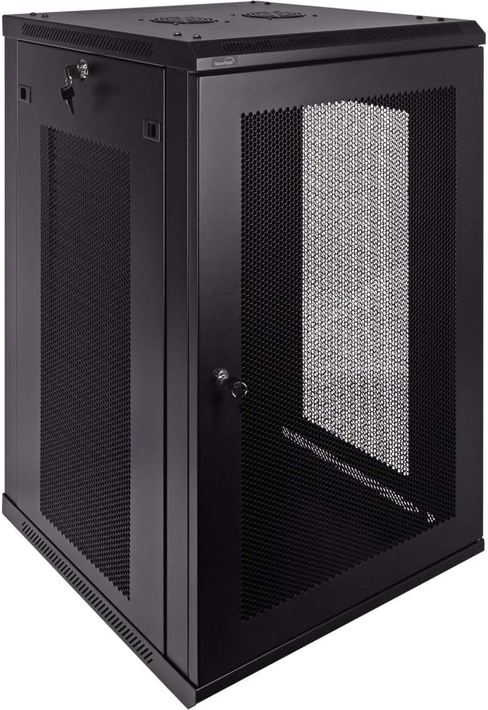 18U Wallmount Cabinet Enclosure 19-Inch Server Network Rack with Locking Perforated Door Black W6988