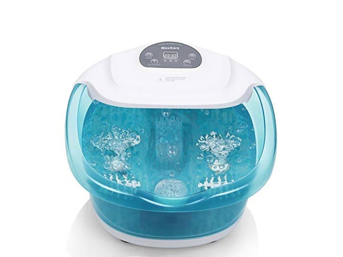 Foot Spa Bath Massager with Heat Bubbles Vibration, 4 Massaging Rollers J4290