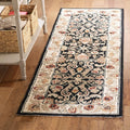 Hand-Hooked Oriental Runner, 3' x 6', Black / Ivory E4260
