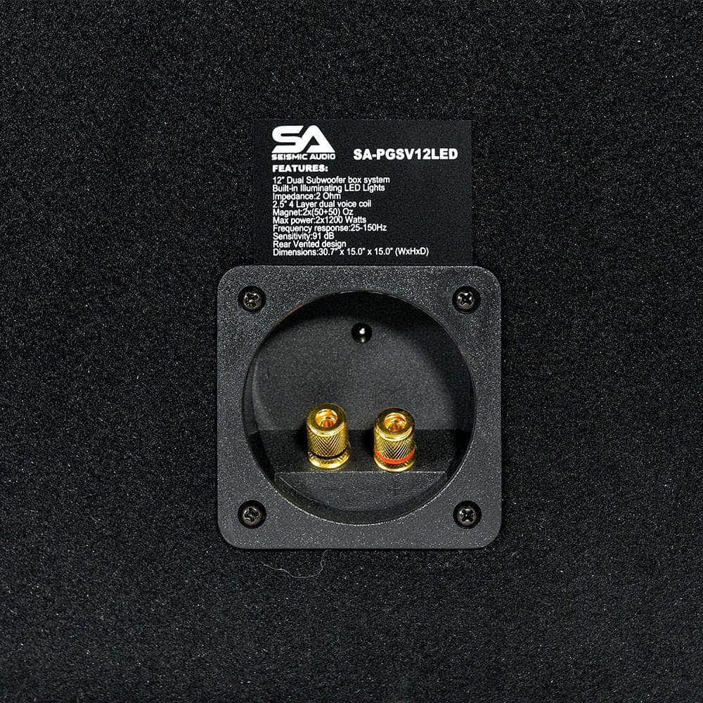 Dual 12 inch Vented 1200 Watt Car Audio Subwoofer Box with LED Lights & Plexiglass Window E494