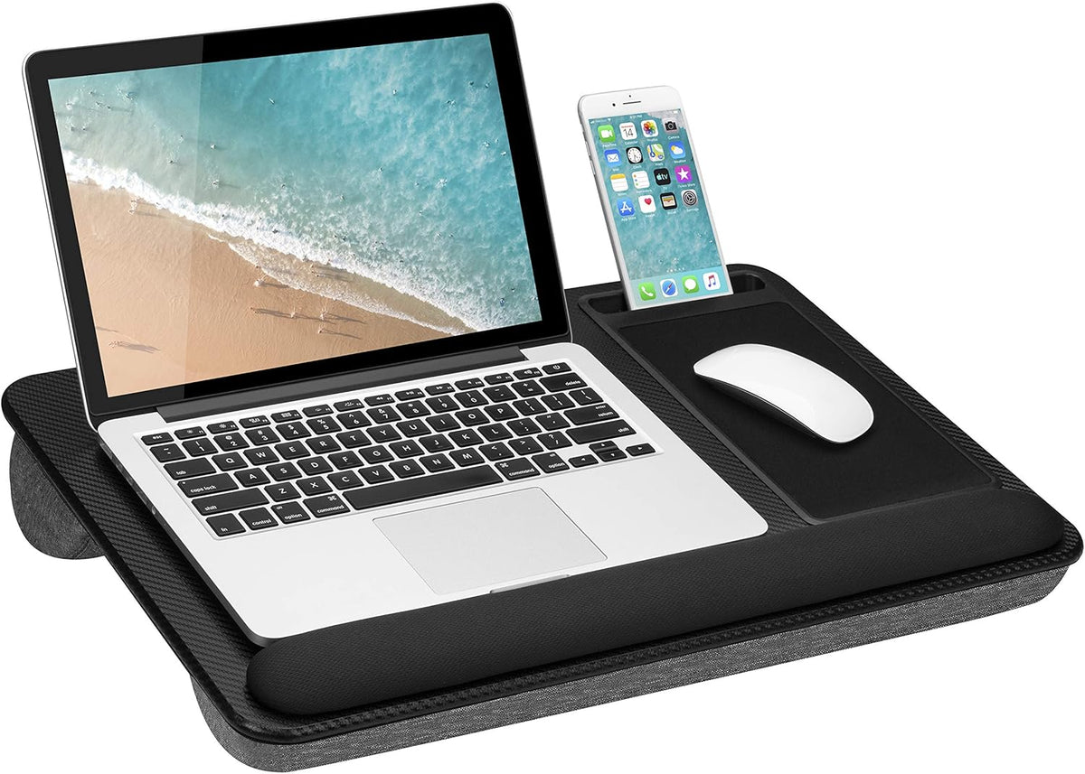 Black Carbon Lap Desk with Wrist Rest, Mouse Pad, and Phone Holder, Pack of 2 Z73809