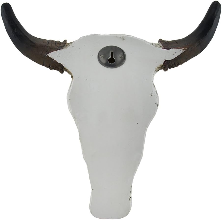 Carved White Bull Skull Wall Hanging Pack of 2 K995