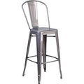 Clear Coated Indoor Barstool with Back B4232