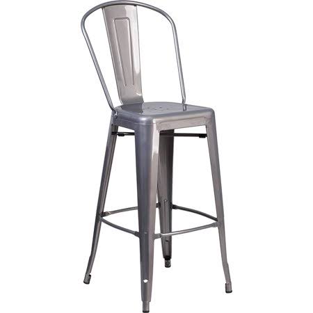 Clear Coated Indoor Barstool with Back B4232