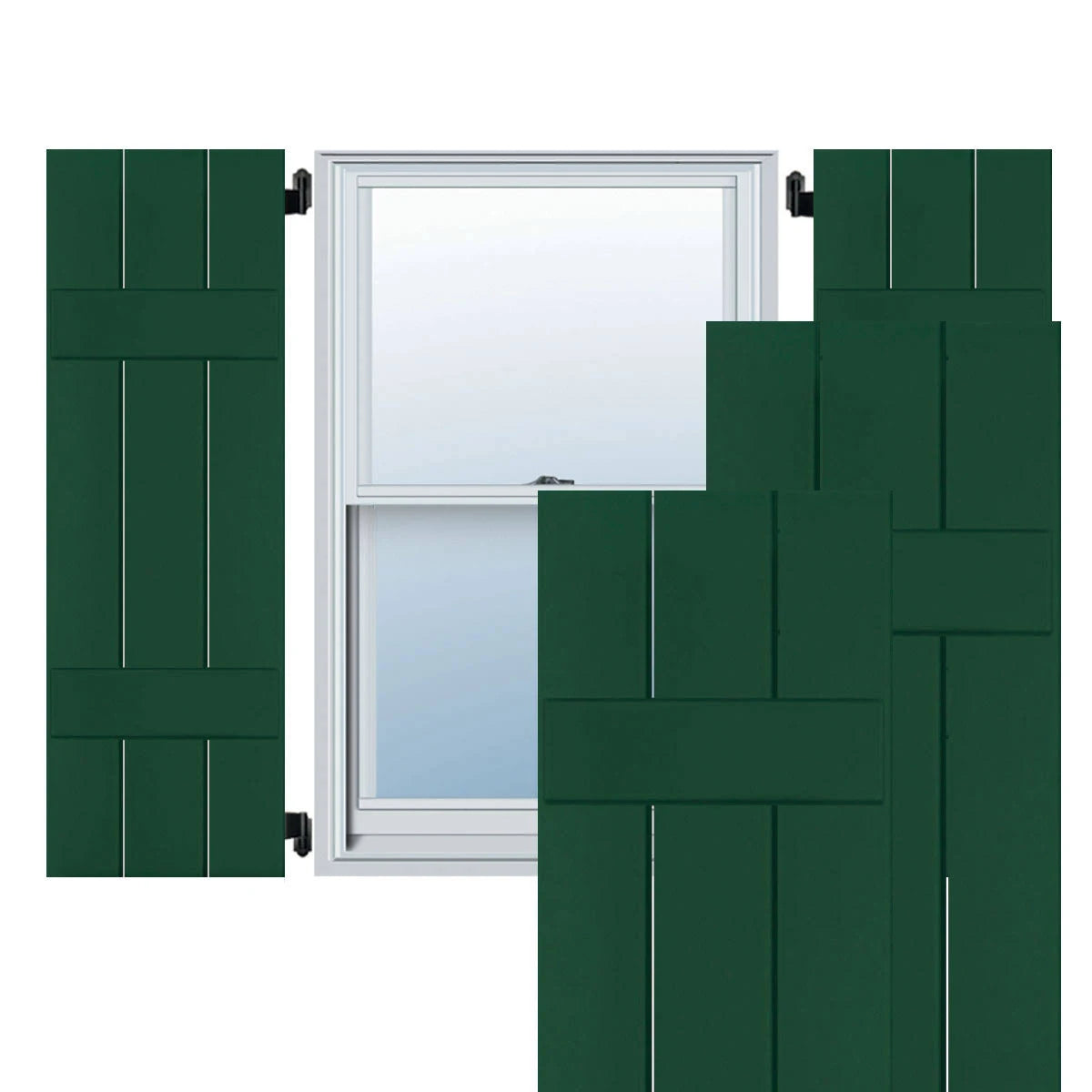 12 in. x 44 in. Exterior Real Wood Pine Board and Batten Shutters Pair E898