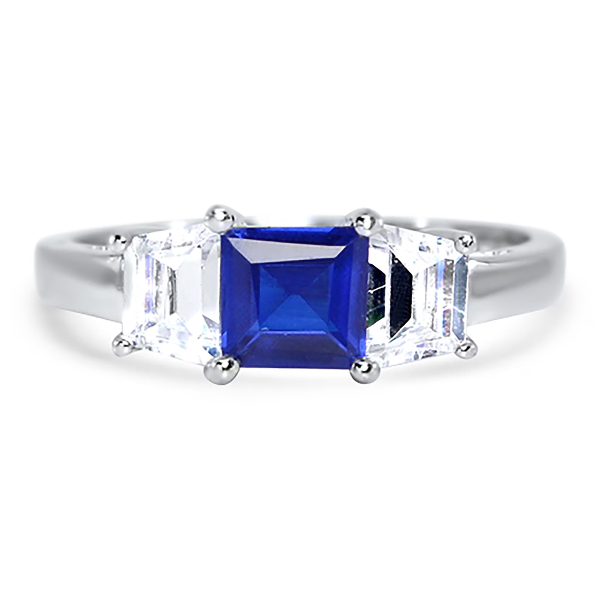 Simulated Blue Sapphire Engagement Ring Size 7 T764