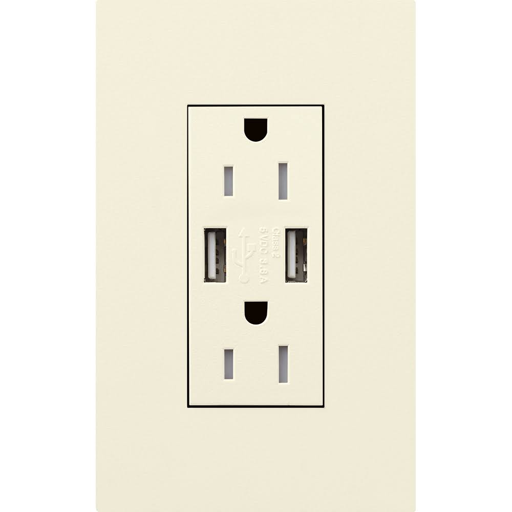 Tamper-Resistant USB Receptacle, 125V, 15A, Light Almond A381