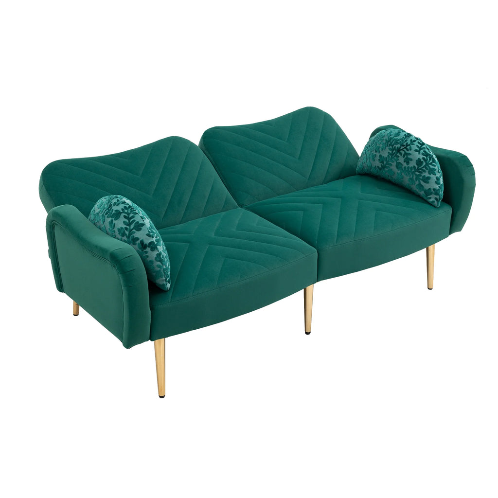 65 inch Velvet Loveseat Sofa with 2 Bolster Pillows T52729