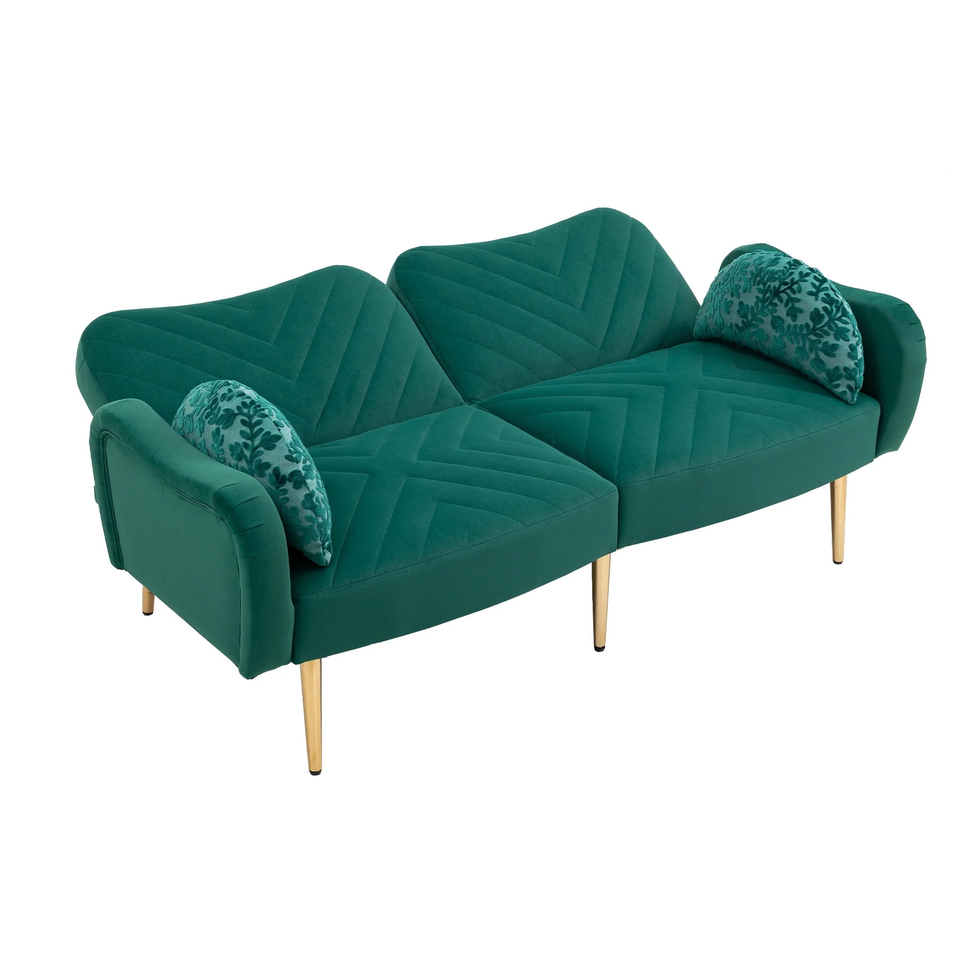 65 inch Velvet Loveseat Sofa with 2 Bolster Pillows T52729