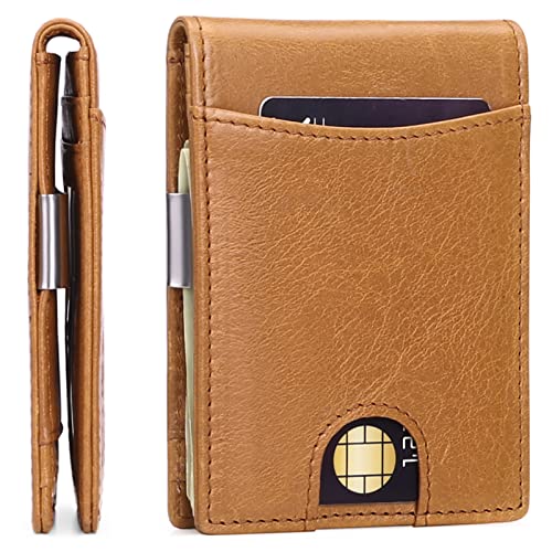 Slim Leather Bifold Wallet with Money Clip RFID K85396
