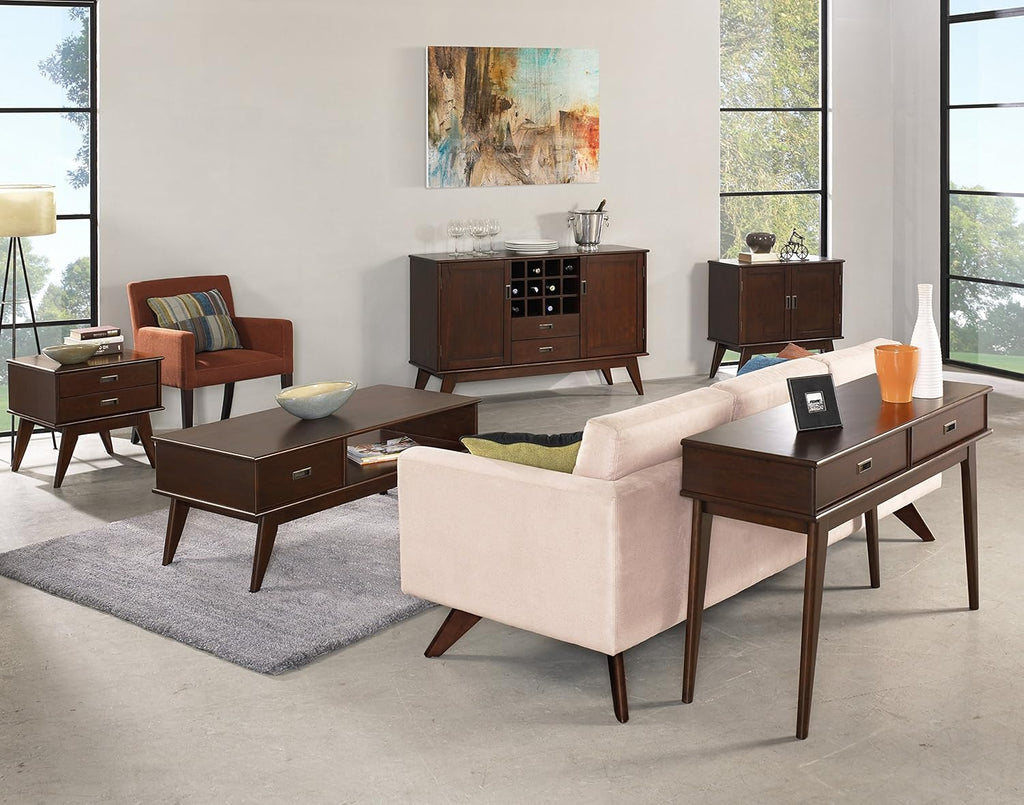 Medium Auburn Brown Solid Wood Low Storage Cabinet with 2 Doors and 2 Adjustable Shelves K869562