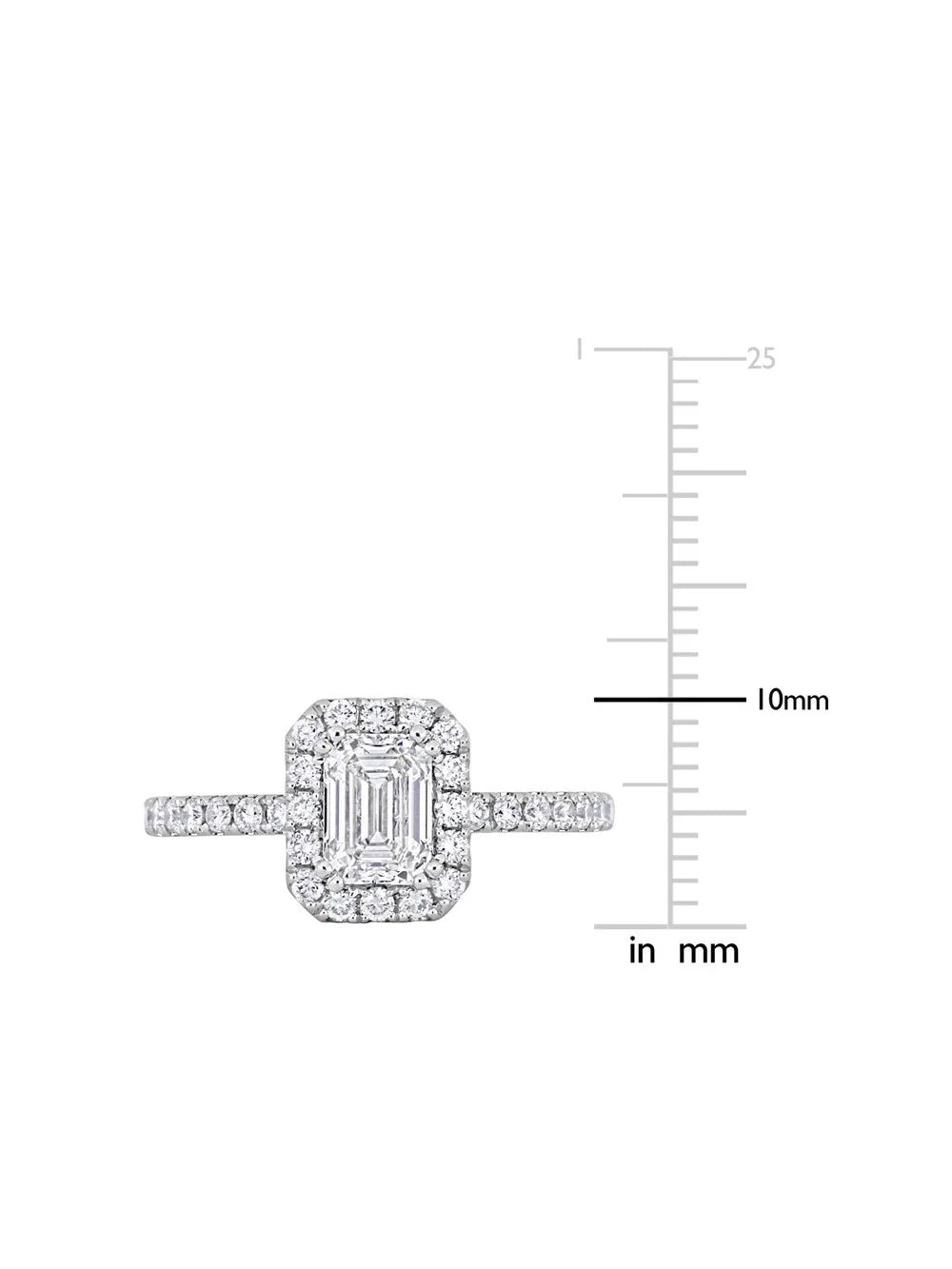 14k White Gold Diamond Emerald-Cut Halo Engagement Ring Y66495