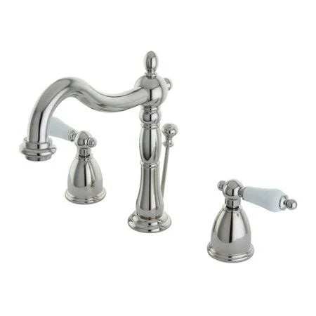 Polished Nickel Widespread Bathroom Faucet with Drain Assembly T985946