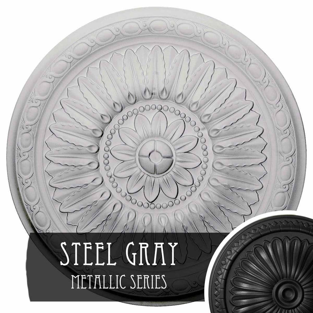 24 inch x 1 5/8 inch Hand-Painted Steel Gray Ceiling Medallion X96615
