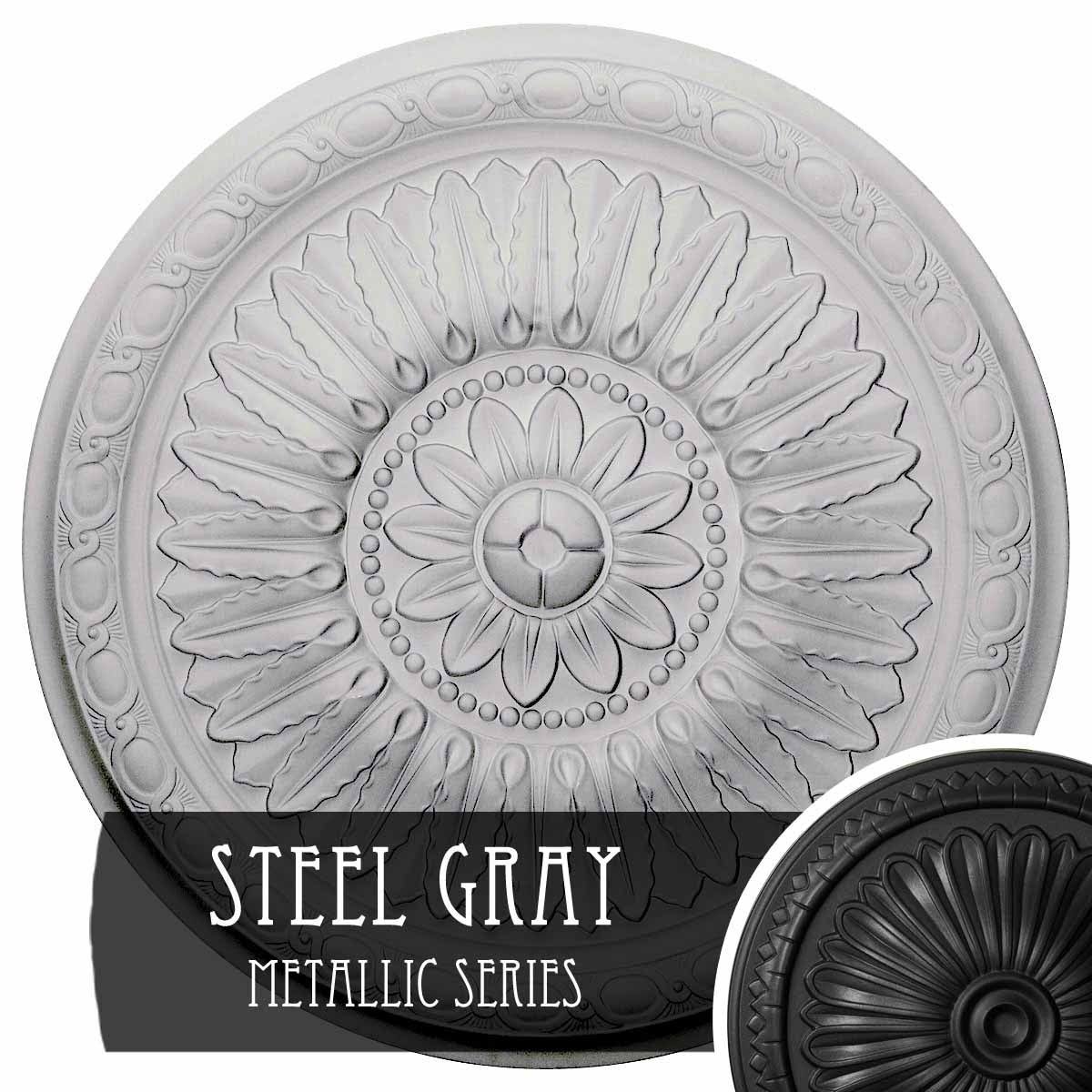 24 inch x 1 5/8 inch Hand-Painted Steel Gray Ceiling Medallion X96615