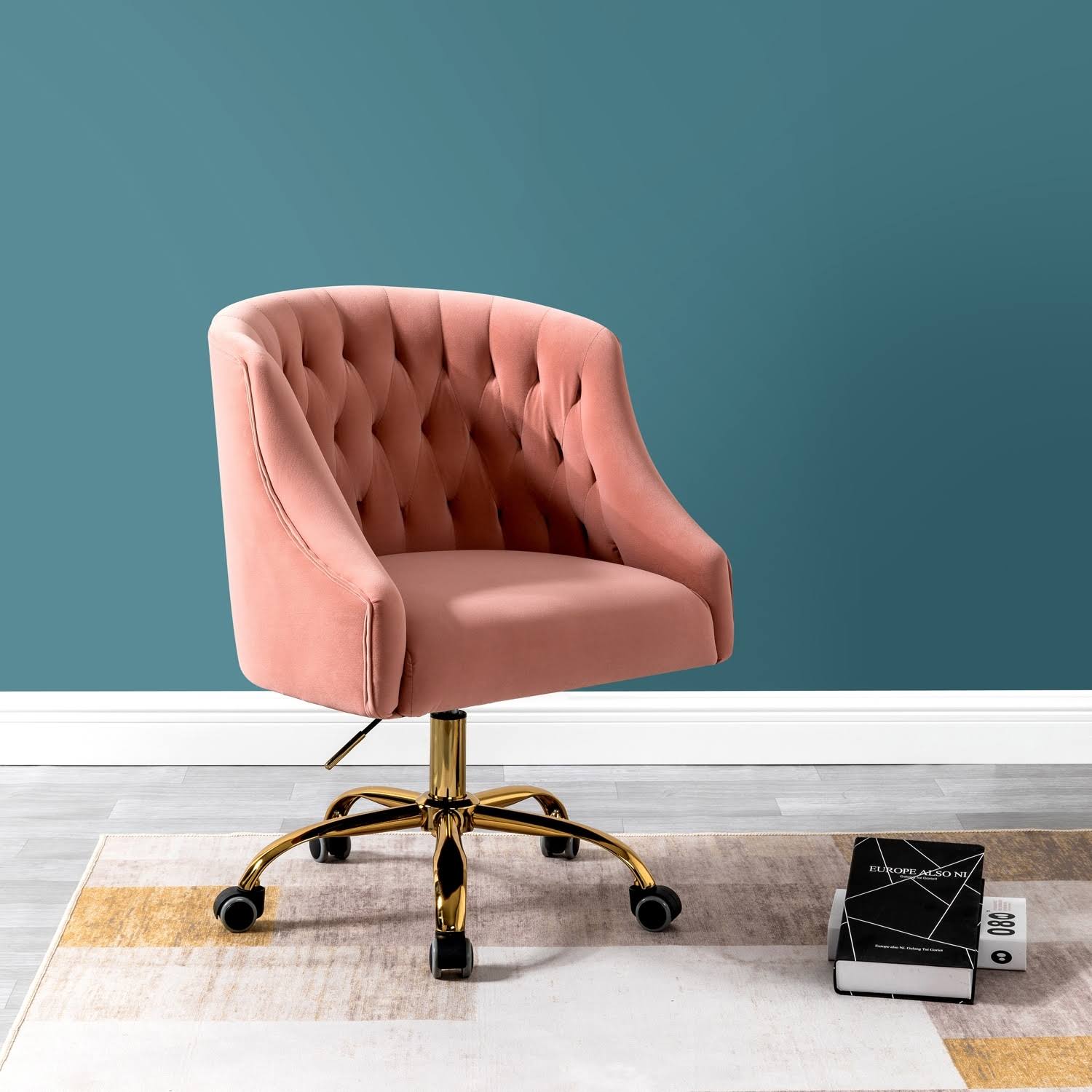 Grey Swivel Height Adjustable Task Chair with Gold Base I1617