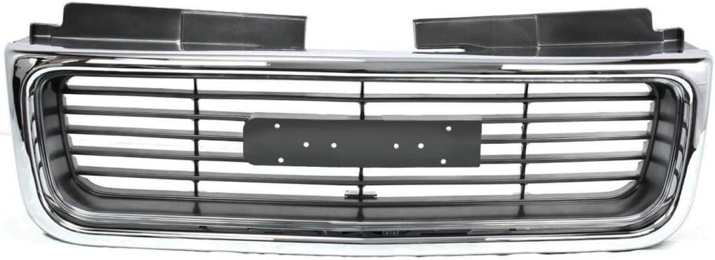 Chrome Shell Grille Assembly with Painted Silver/Gray Insert for GMC Jimmy 1998-2001 K216