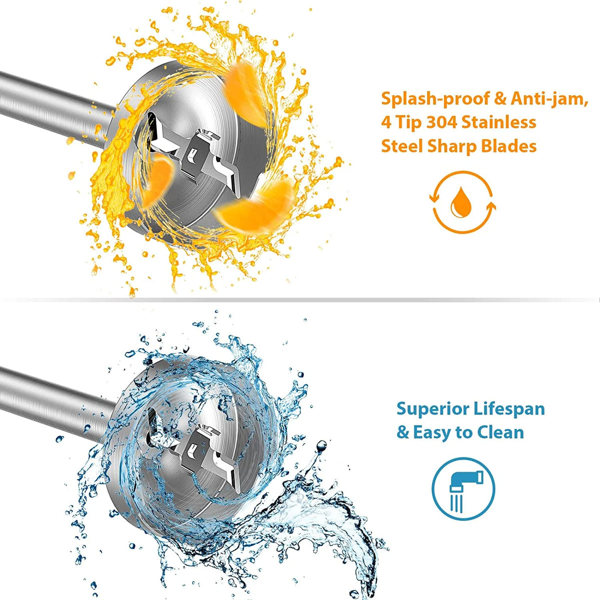 800W Stainless Steel Hand Blender with Turbo Mode F31215