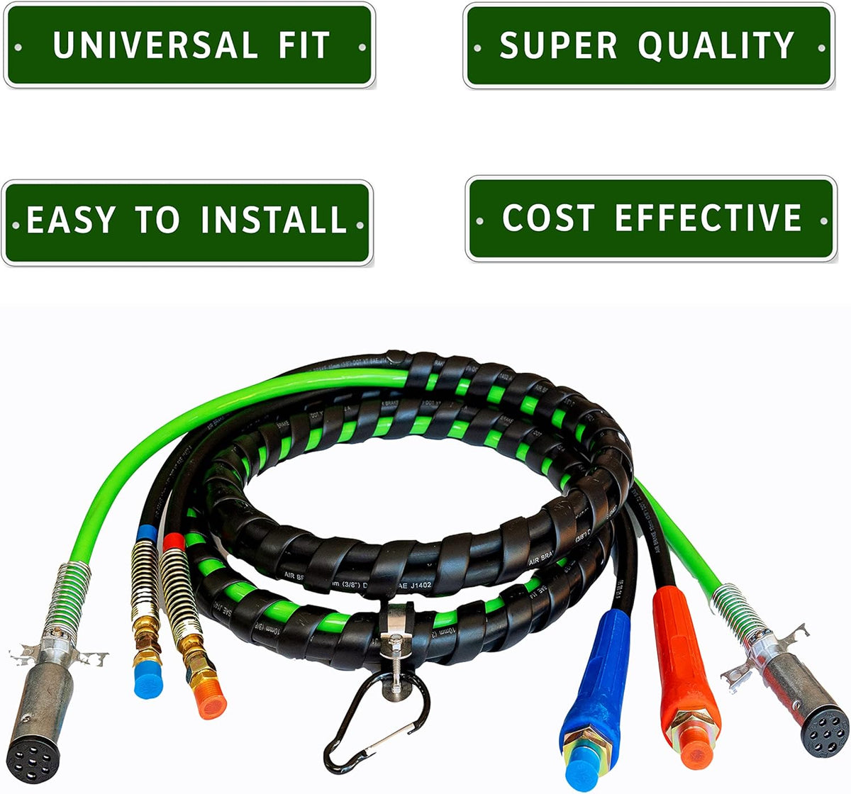 12 Ft 3-in-1 ABS Electrical and Rubber Air Line Hose Assemblies N78128