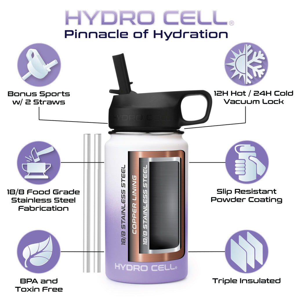 Lavender/White Stainless Steel Water Bottle D22697