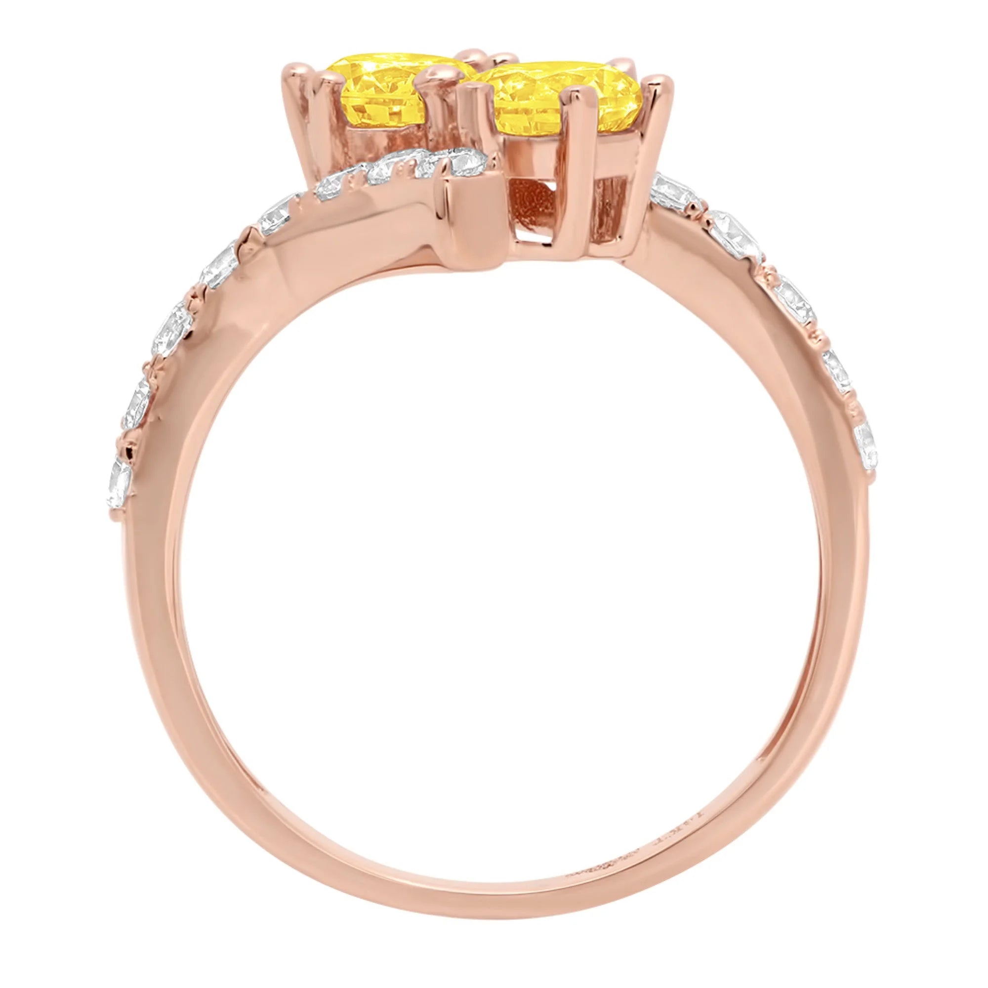 1.98ct Round Cut Yellow Simulated Diamond 14k Pink Rose Gold Engagement Ring Size 7.75 X47834