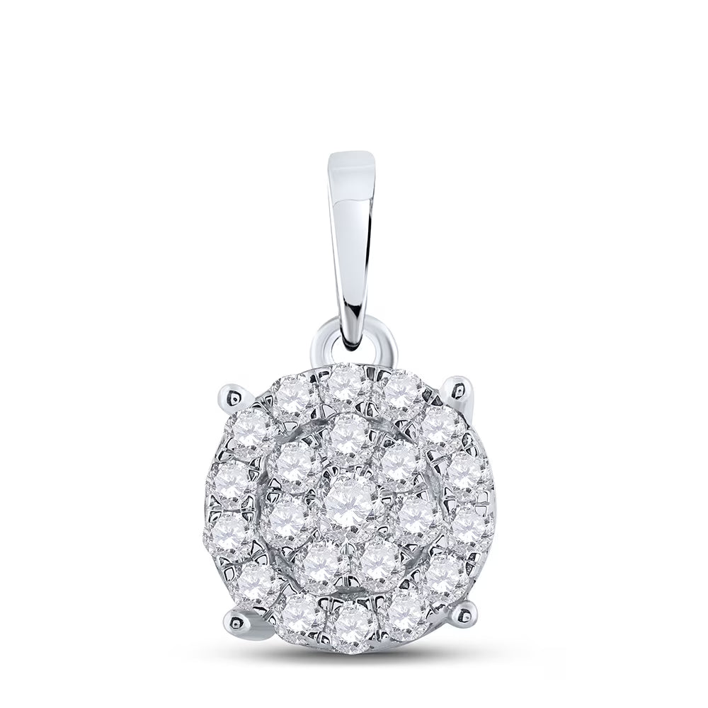 10kt White Gold Diamond Cluster Pendant 1-1/2 Cttw I7910