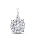 10kt White Gold Diamond Cluster Pendant 1-1/2 Cttw I7910