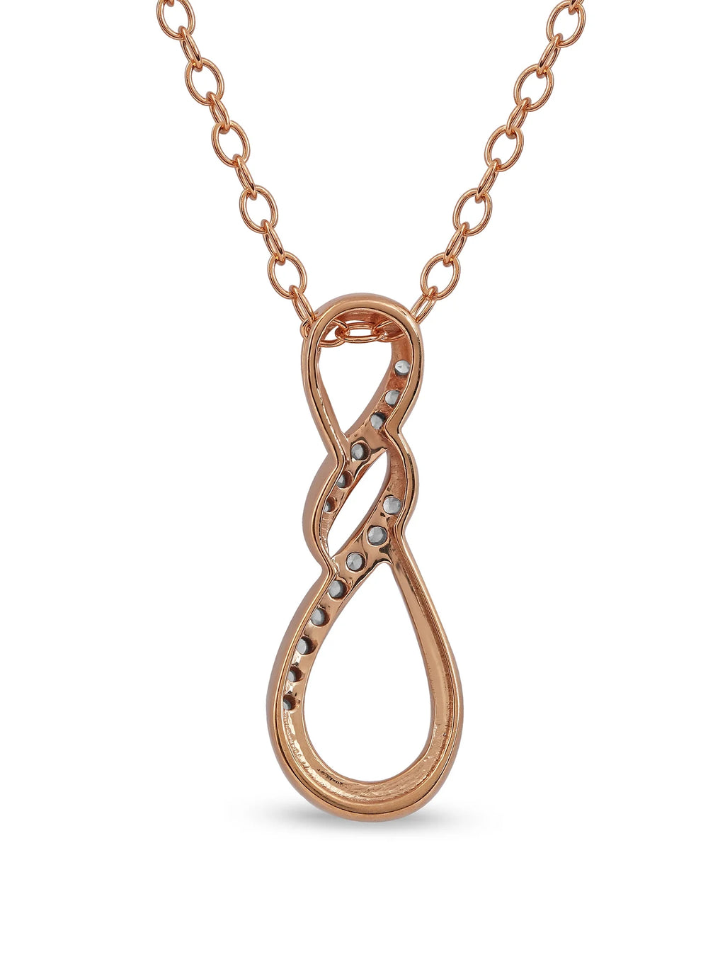 10K Rose Gold Diamond Infinity Pendant Necklace T516