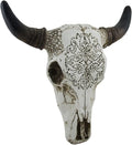 Carved White Bull Skull Wall Hanging Pack of 2 K995